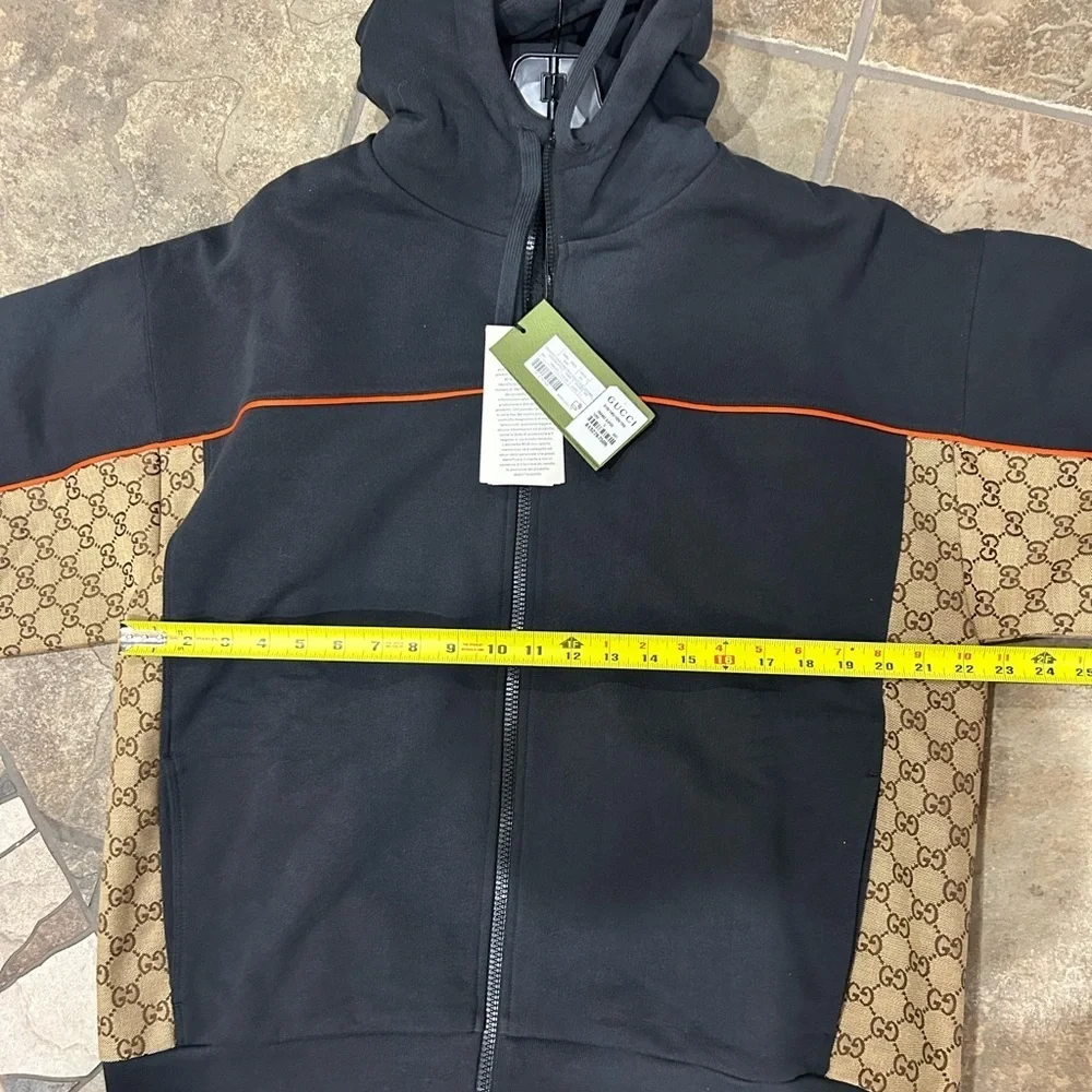 Men's Gucci, cotton jersey, zip jacket/hoodie signature GG Supreme size large